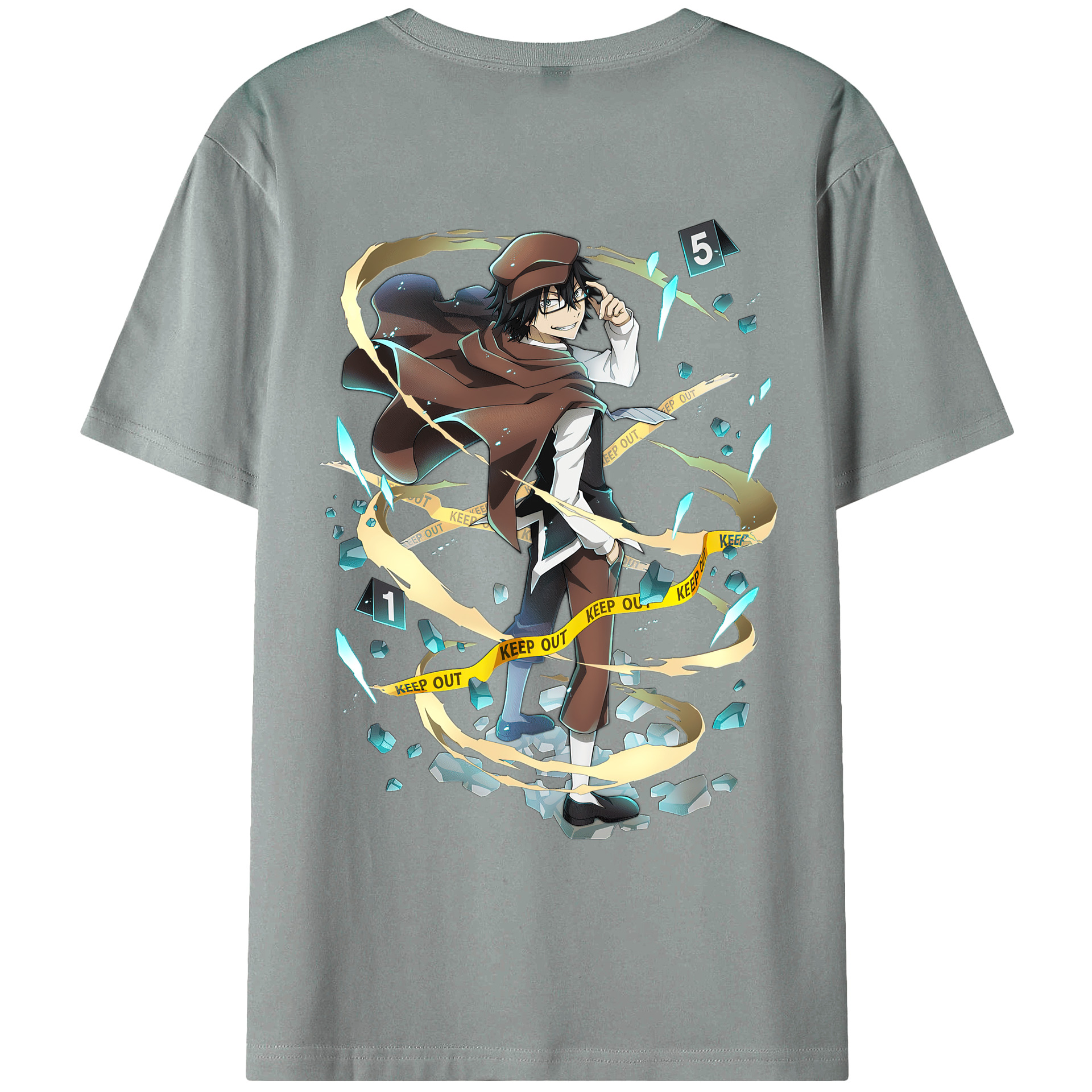 （画像用） 文豪ストレイドッグス Bungo Stray Dogs 綿100％ メンズ半袖Tシャツ（バックプリント） 通気性